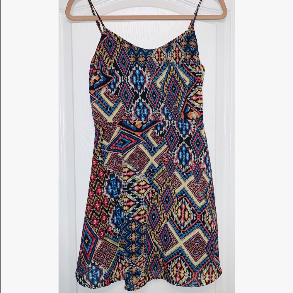 Spaghetti Strap Aztec Print Dress